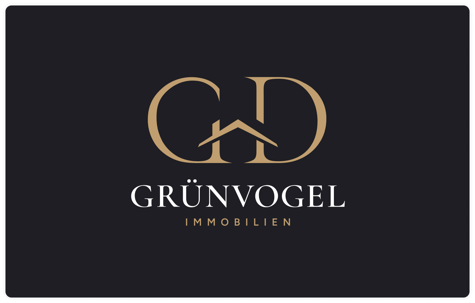 Final logo design for Gr&uuml;nvogel Immobilien, combining elements from all variations to create a modern, high-quality, and sustainable brand identity in the real estate sector.