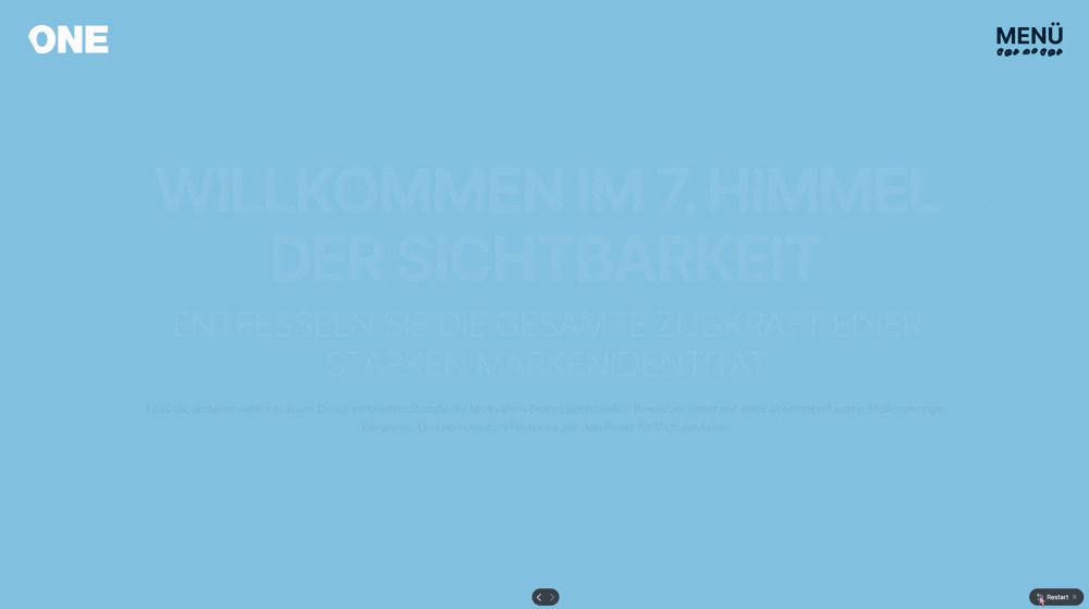 Interactive service showcase with parallax effect for SK ONE, highlighting key offerings through dynamic animations